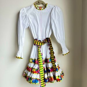 NWOT CeliaB Ruffle Long Sleeve Belted Dress